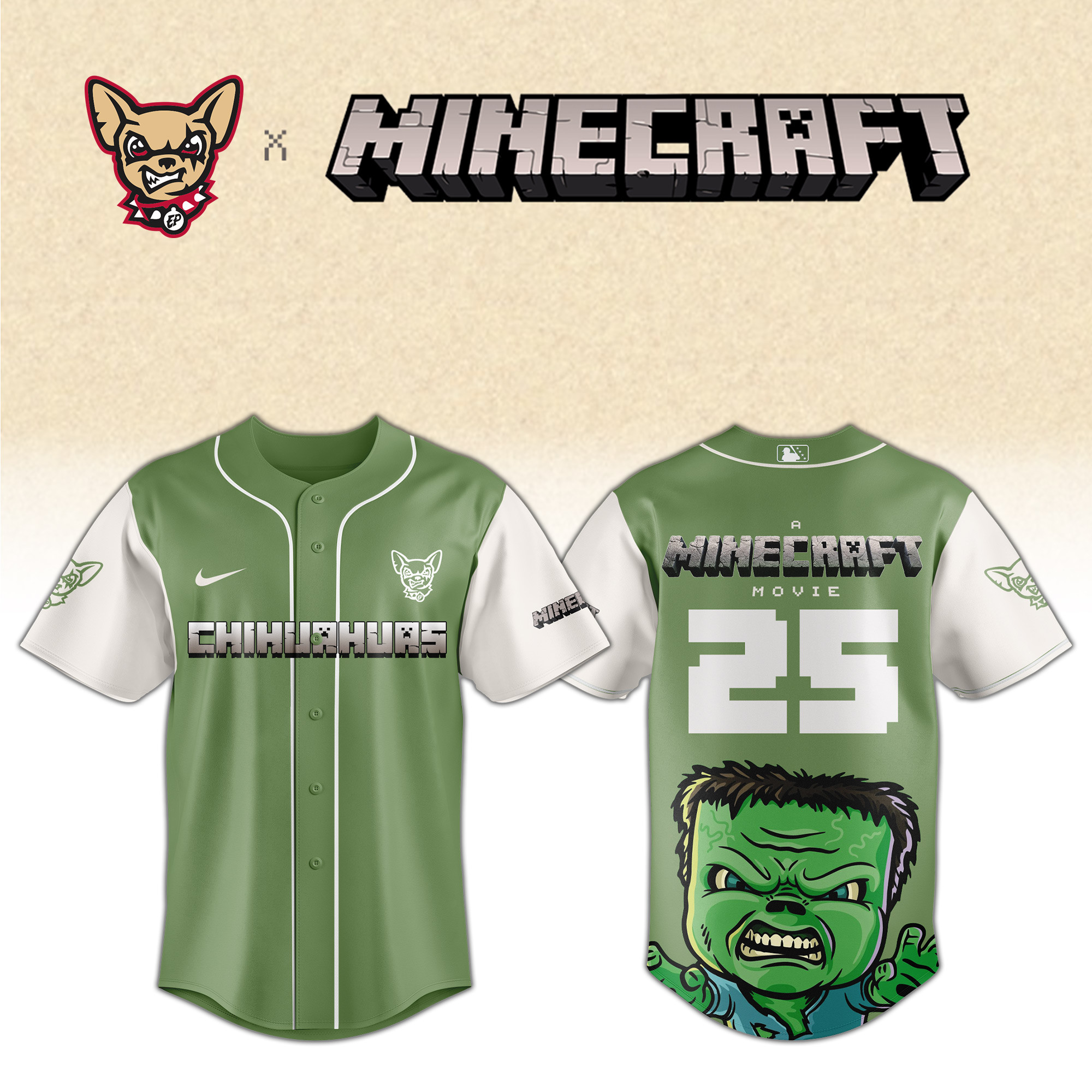 El Paso Chihuahuas Milb X Minecraf Hulk Personalized Baseball Jersey For Fans-1