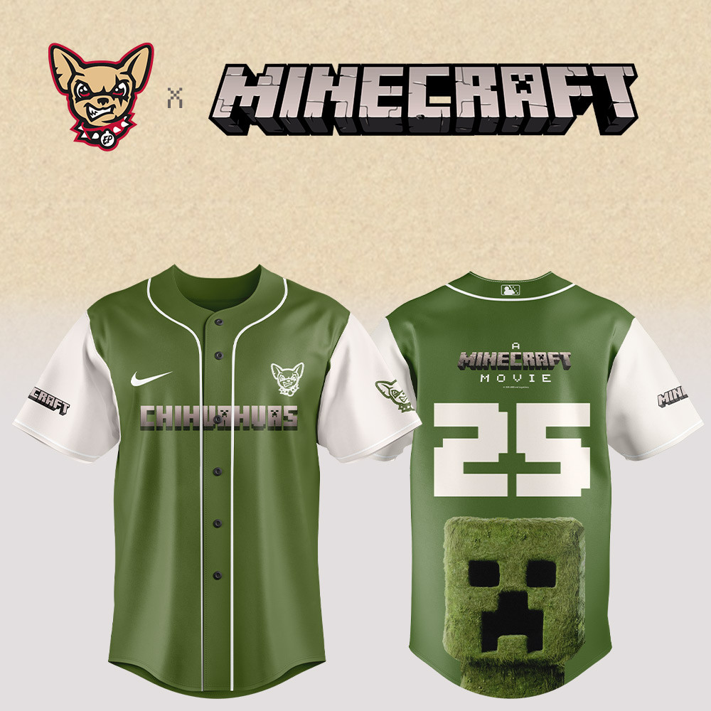 El Paso Chihuahuas Milb X Minecraft Night Personalized Baseball Jersey For Fans-1