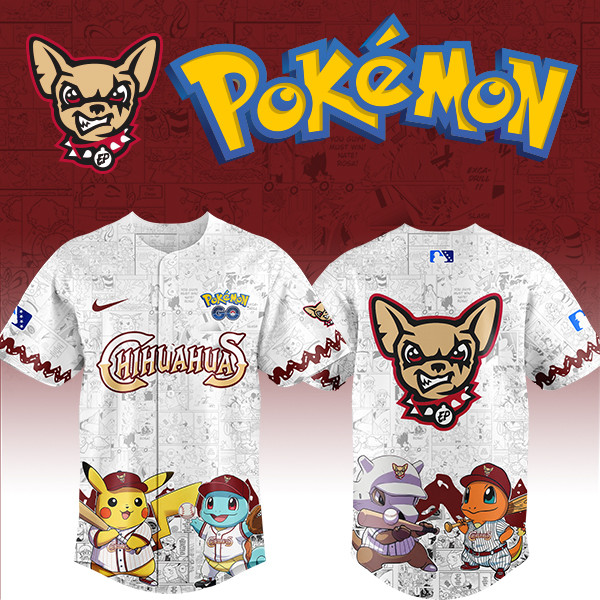El Paso Chihuahuas Milb X Pokemon Night Baseball Jersey For Fans-1