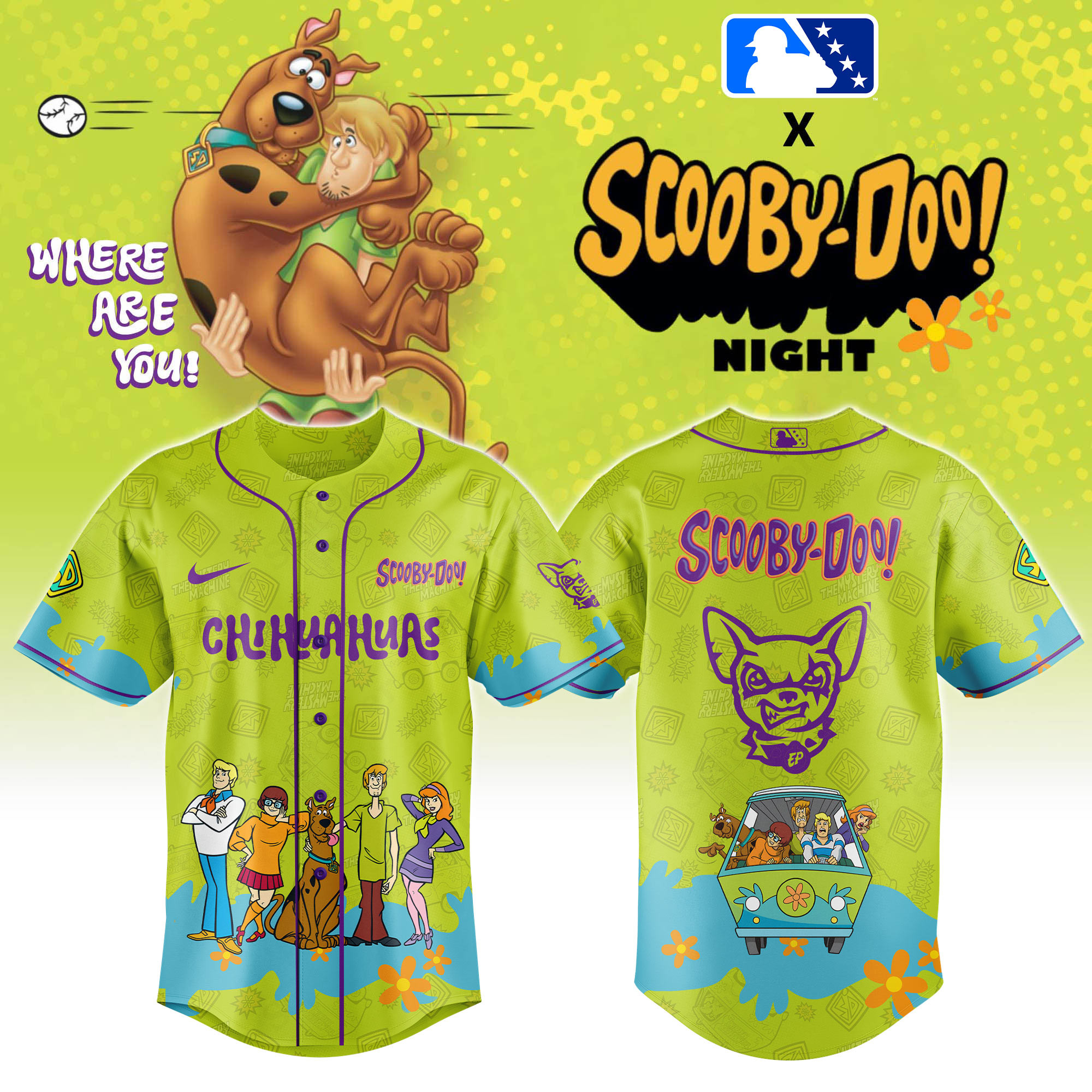 El Paso Chihuahuas Milb X Scoobydoo Night Baseball Jersey For Fans-1