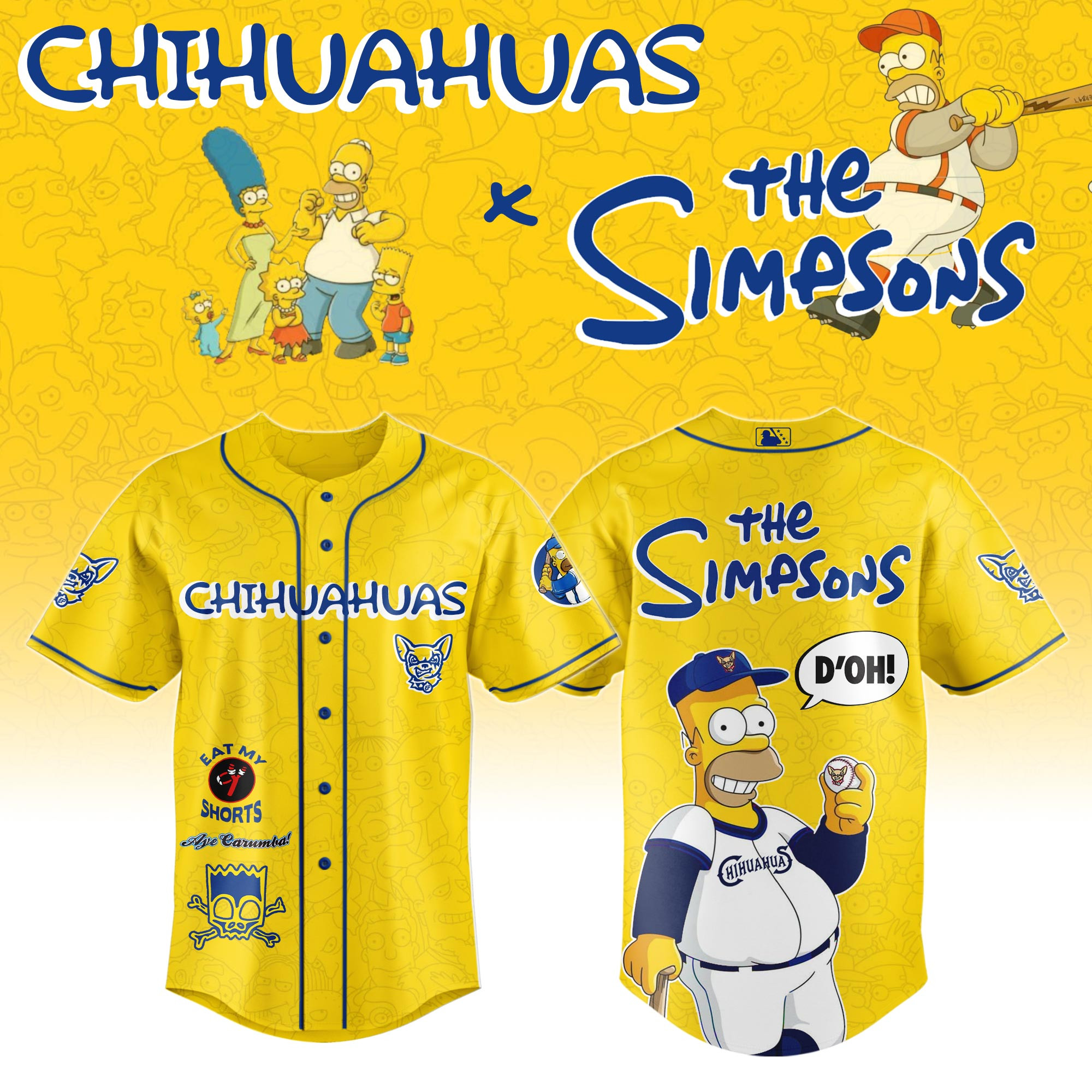 El Paso Chihuahuas Milb X Simpsons Baseball Jersey For Fans-1