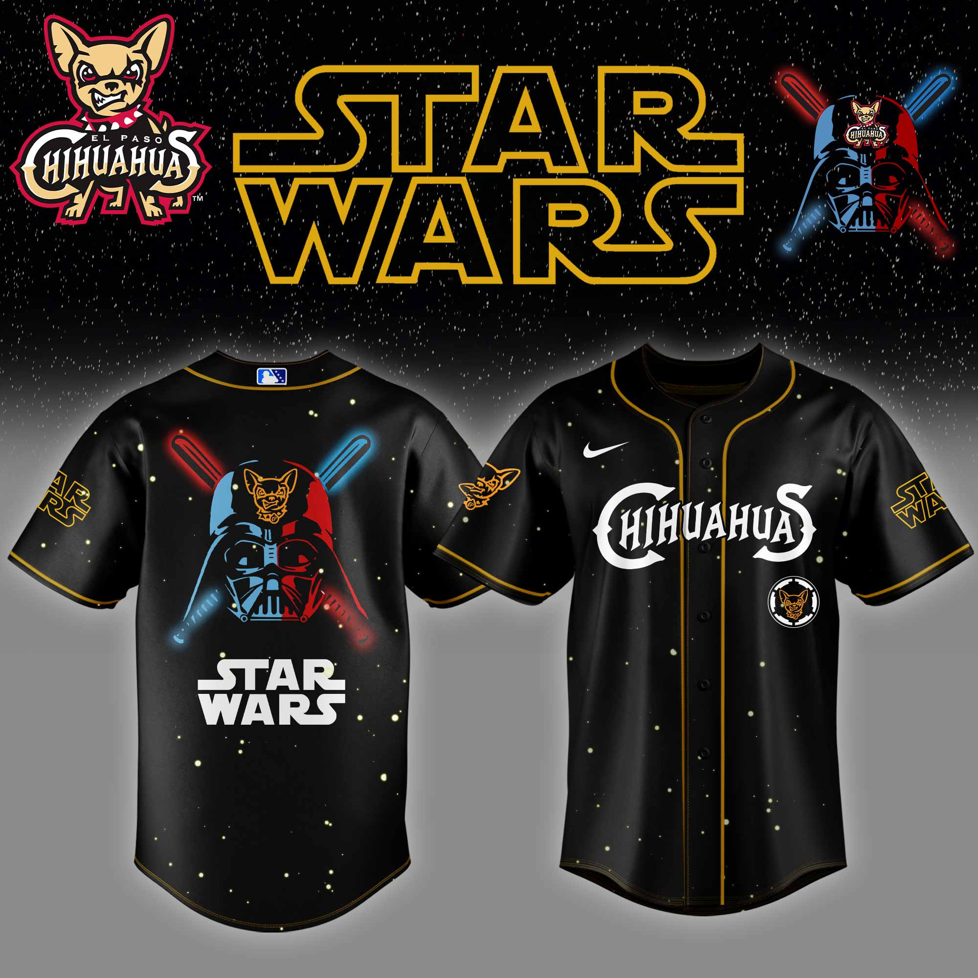 El Paso Chihuahuas Milb X Star Wars Night Baseball Jersey For Fans-1