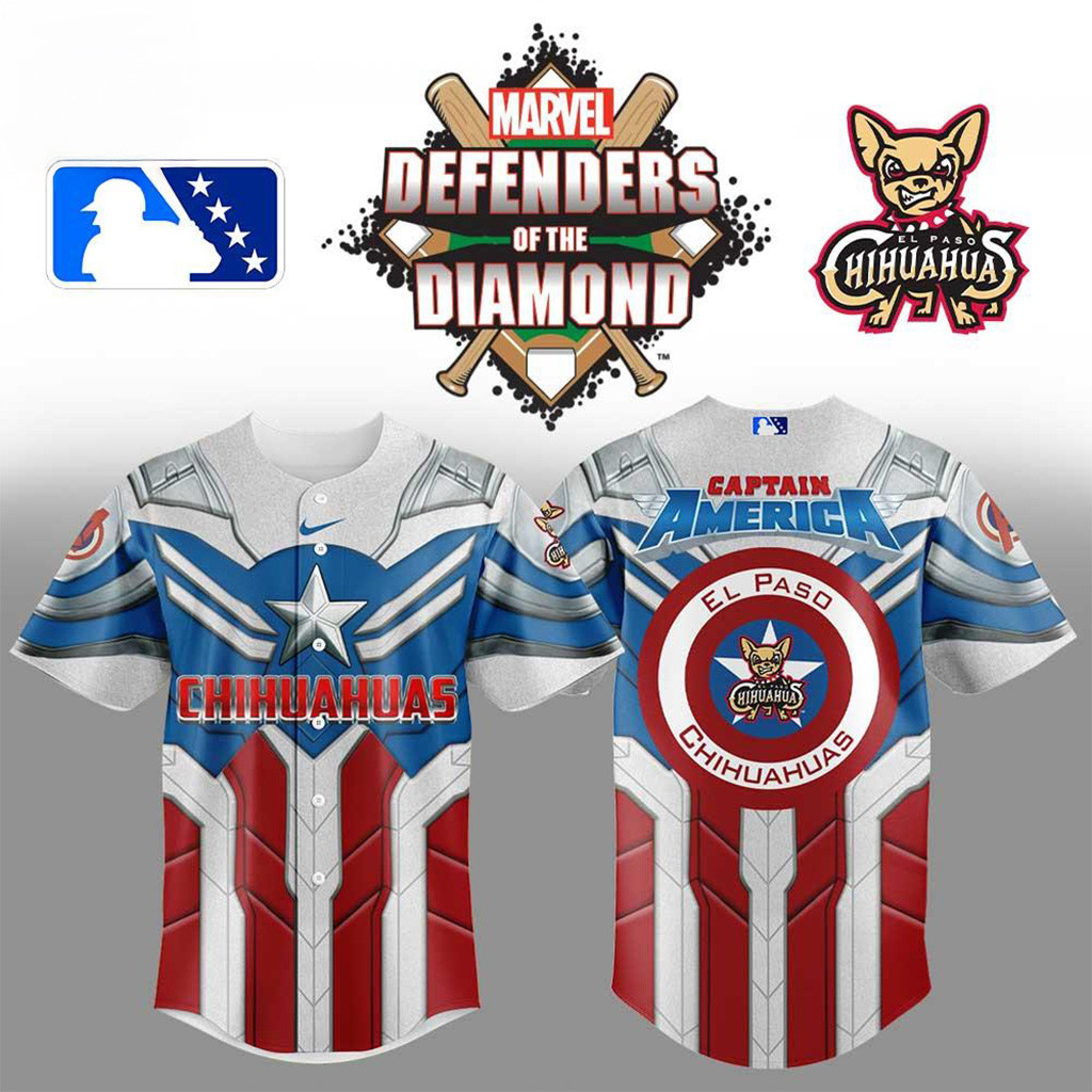 El Paso Chihuahuas X Marvel Defenders Of The Diamond Baseball Jersey Chihuahuas Merch For Fan-1
