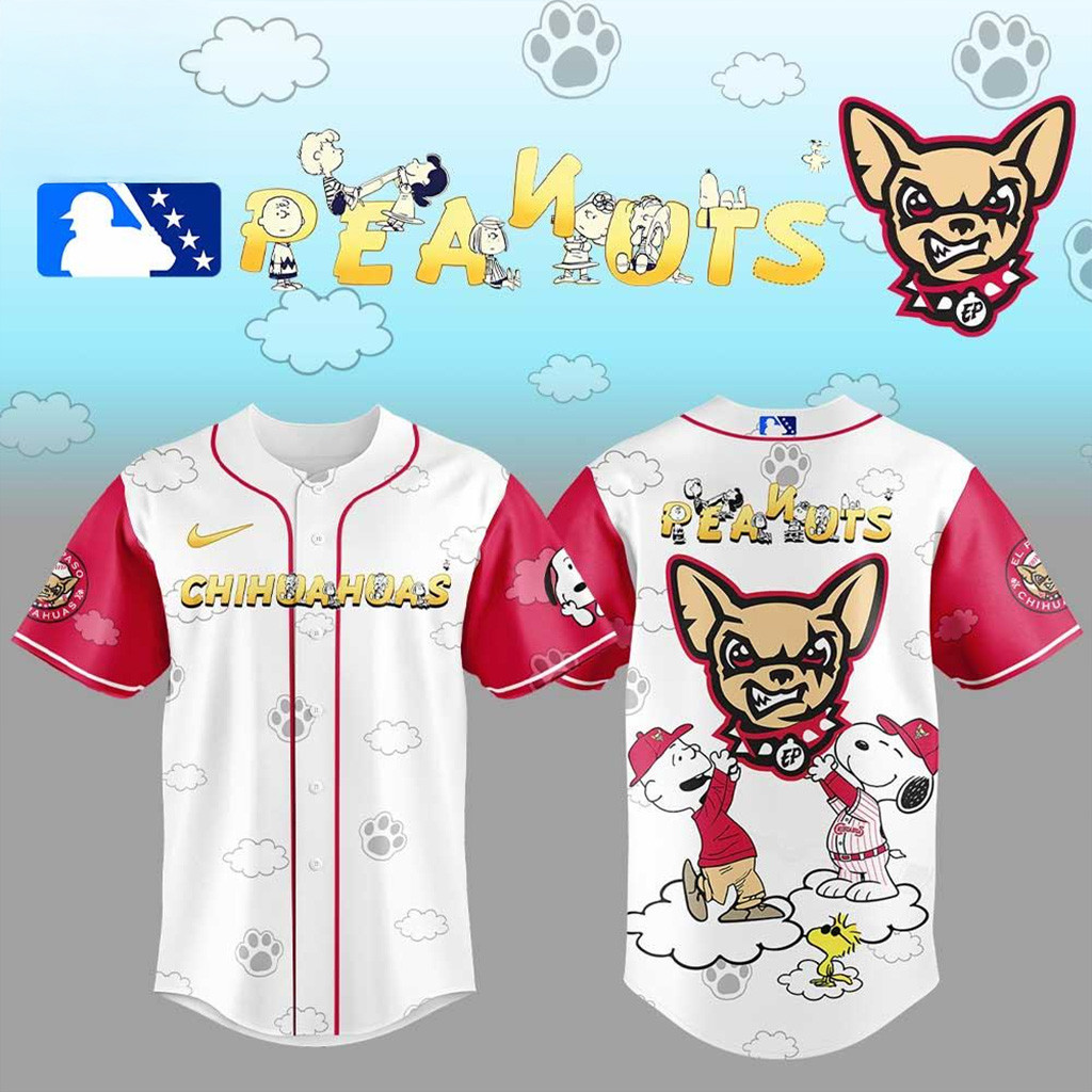 El Paso Chihuahuas x Peanuts Baseball Jersey Chihuahuas Merch Gifts For Baseball Lovers-1
