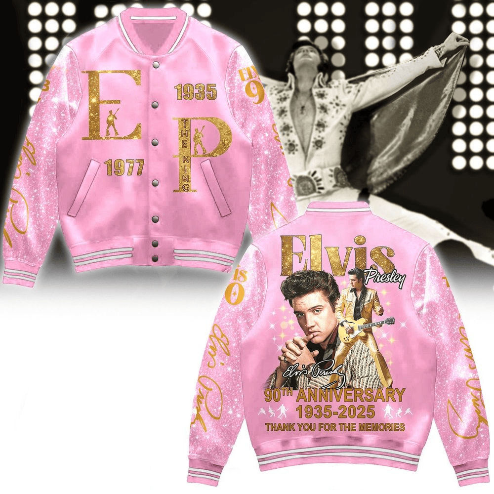Elvis Presley 90th Anniversary Varsity Jacket Elvis Presley Merch Ideas For Mother' Day Gifts-1