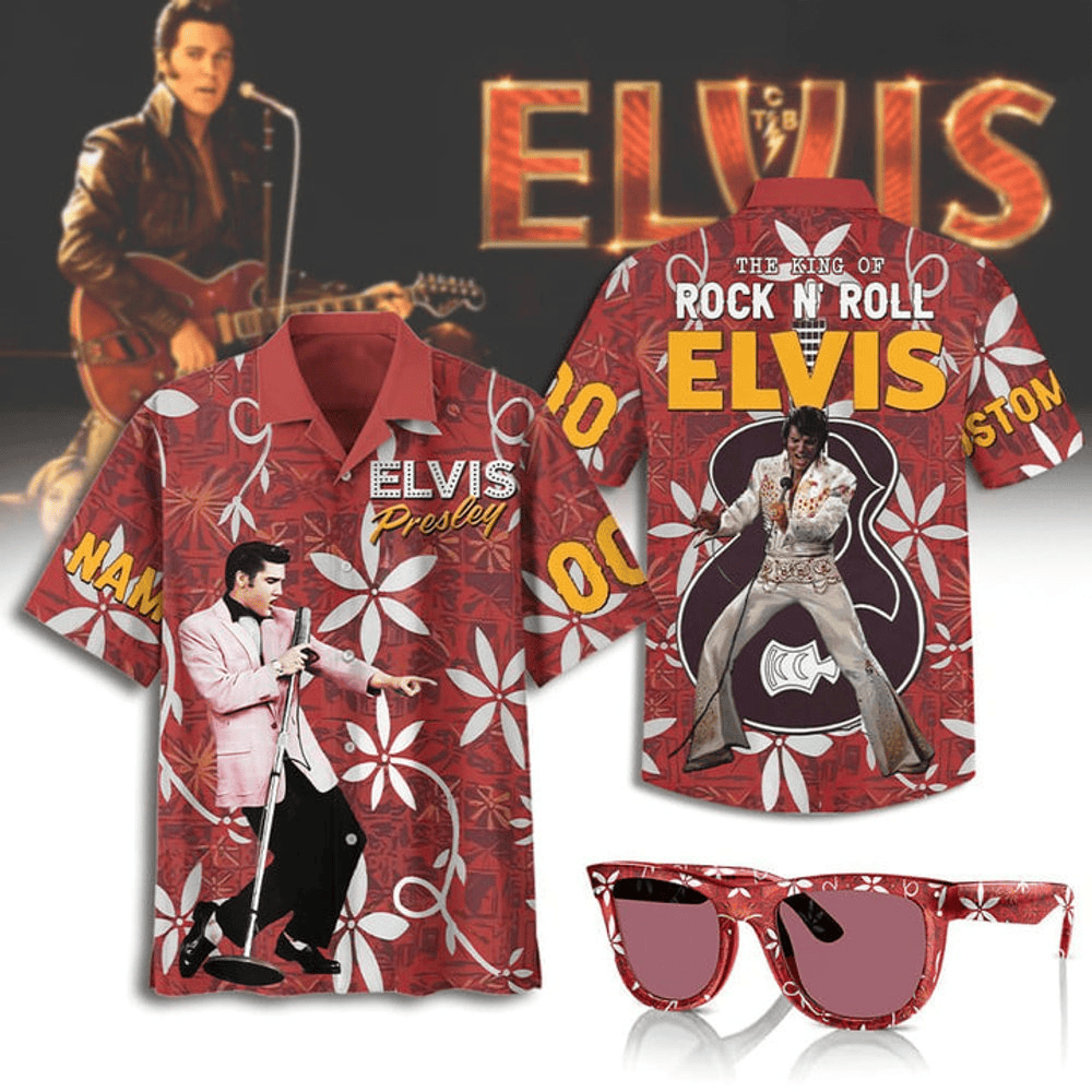 Elvis Presley King of Rock Fan Special Hawaiian Shirt Elvis Presley Merch Father's Day Gifts-1