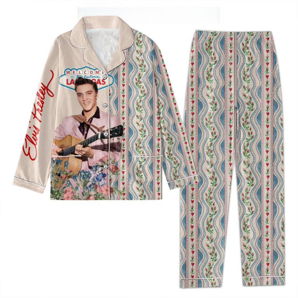 Elvis Presley Welcome To Fabulous Las Vegas Pajamas Set Elvis Presley Merch Gifts For Mom-1