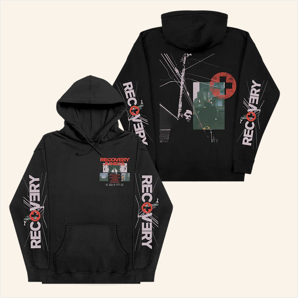 Eminem Official Merch Recovery 15th Anniversary Collage Hoodie Gifts For My Husband-1