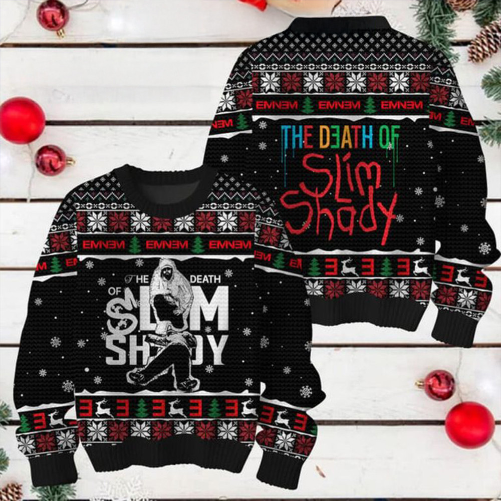 Eminem The Death Of Slim Shady Christmas Ugly Sweater Gifts For Music Lovers-1