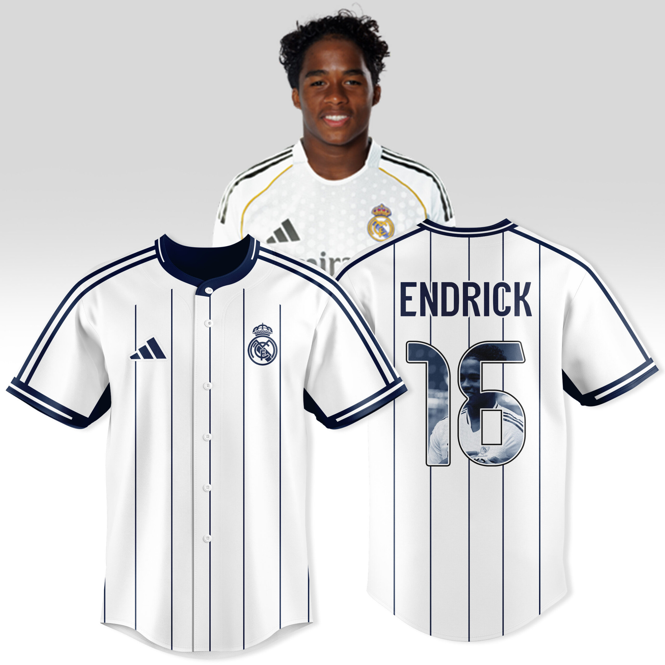 Endrick Felipe 16 Real Madrid Personalized Baseball Jersey For Fans-1