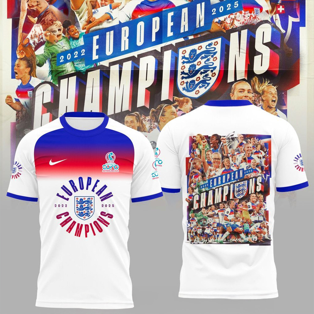 England Football Team Champions Of The UEFA Womens Euro 2025 T-Shirt Football Fan Gift Ideas-1