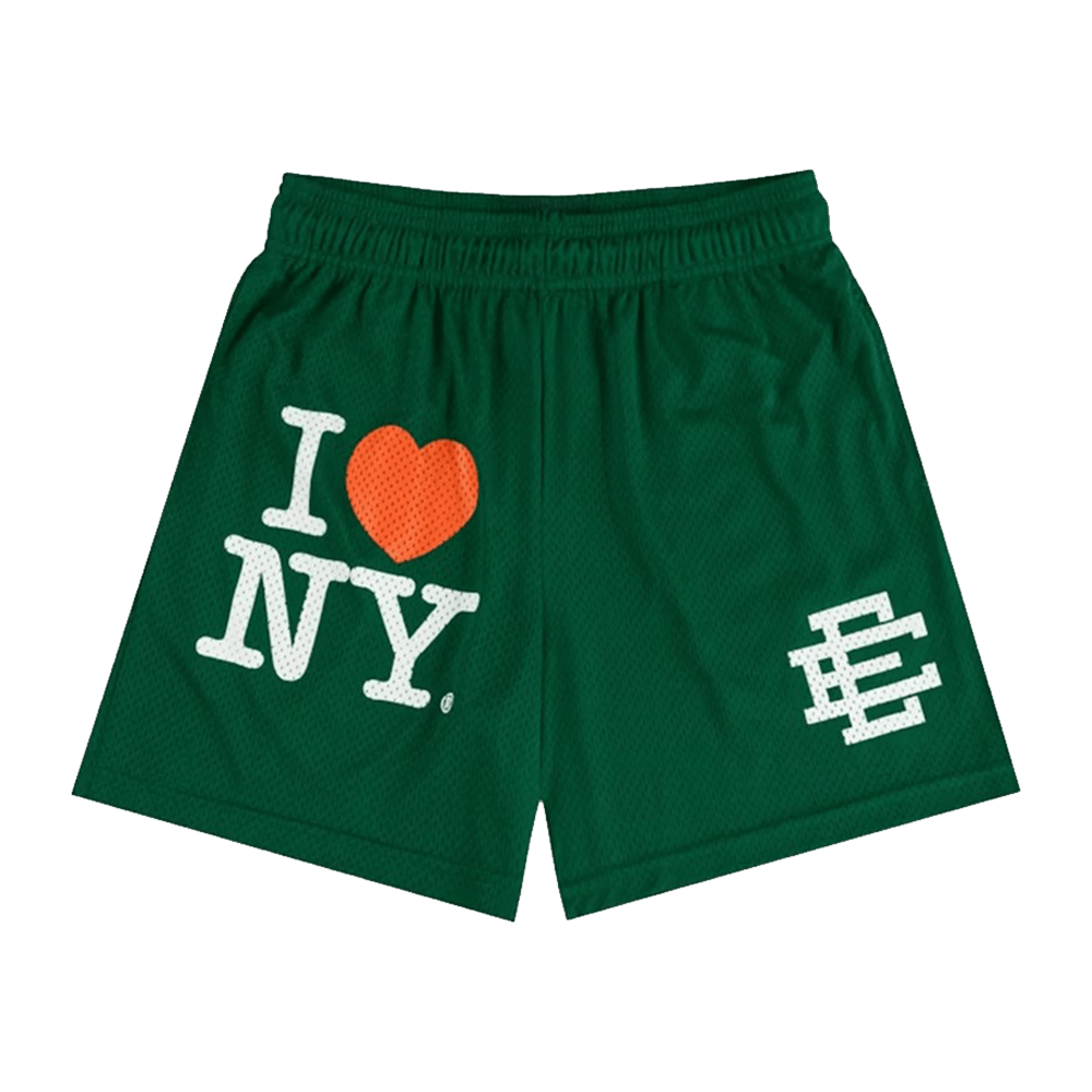 Eric Emanuel Shorts EE I Love New York Short Green White EE Merch Gifts For Husband-1