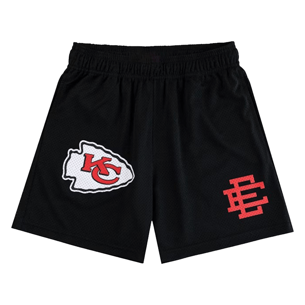 Eric Emanuel Shorts EE X NFL Kansas City Chiefs Short Black EE Merch Presents For Football Fans-1