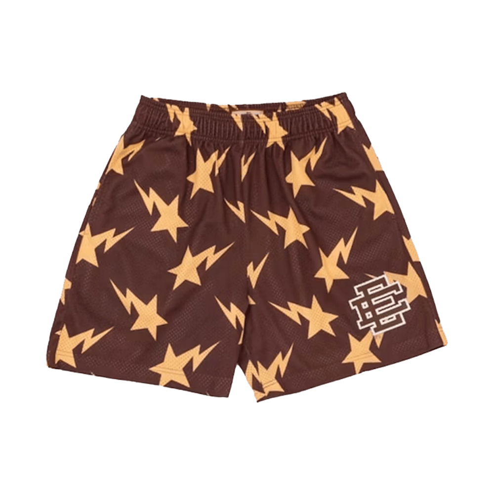 Eric Emanuel Shorts EE x Bape Miami Short Brown Yellow EE Merch Husband Gifts-1