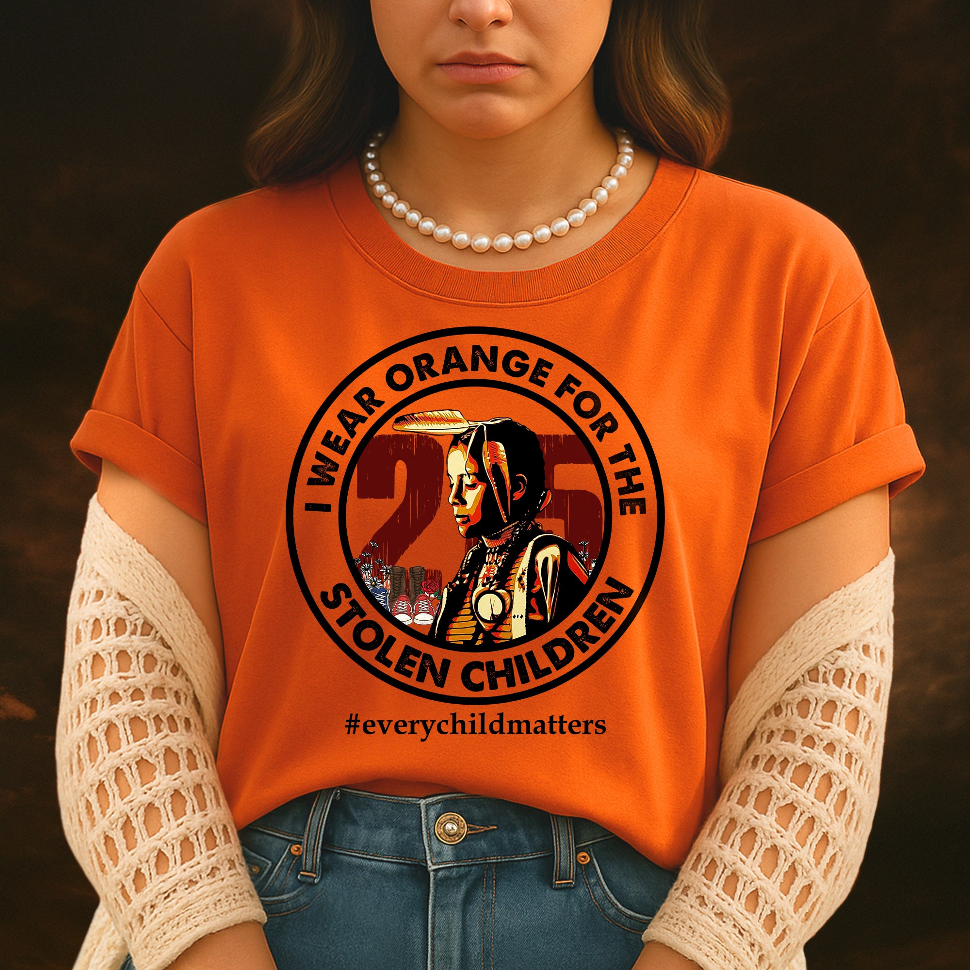 Every Child Matters I Wear Orange For The 215 Stolen Children Circle For Orange Day Unisex TShirtHoodieSweatshirt-1