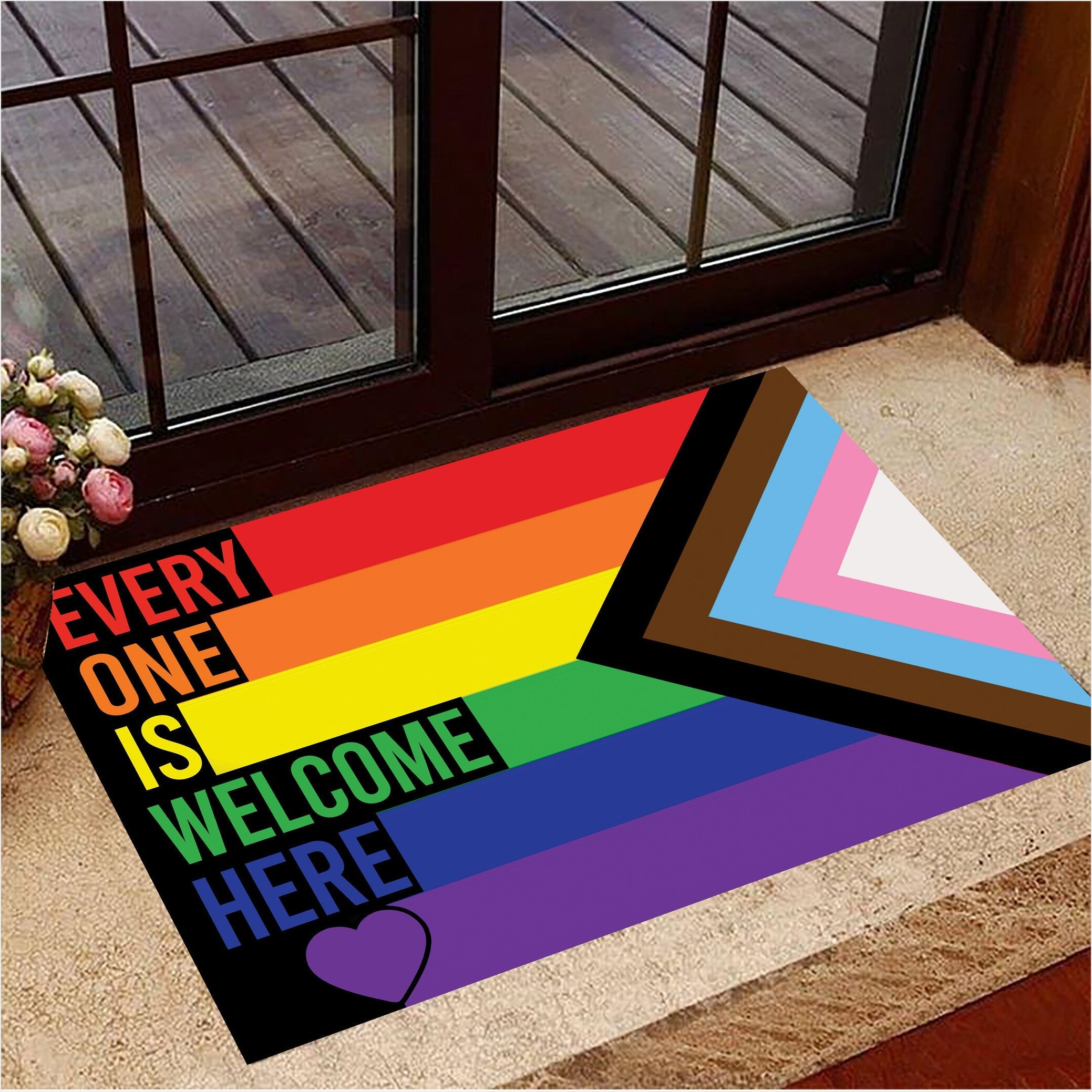 Everyone Is Welcome Here Progress Pride Doormat LGBTQ Pride Merch Pride Month Gifts-1 Everyone Is Welcome Here Progress Pride Doormat LGBTQ Pride Merch Pride Month Gifts-1