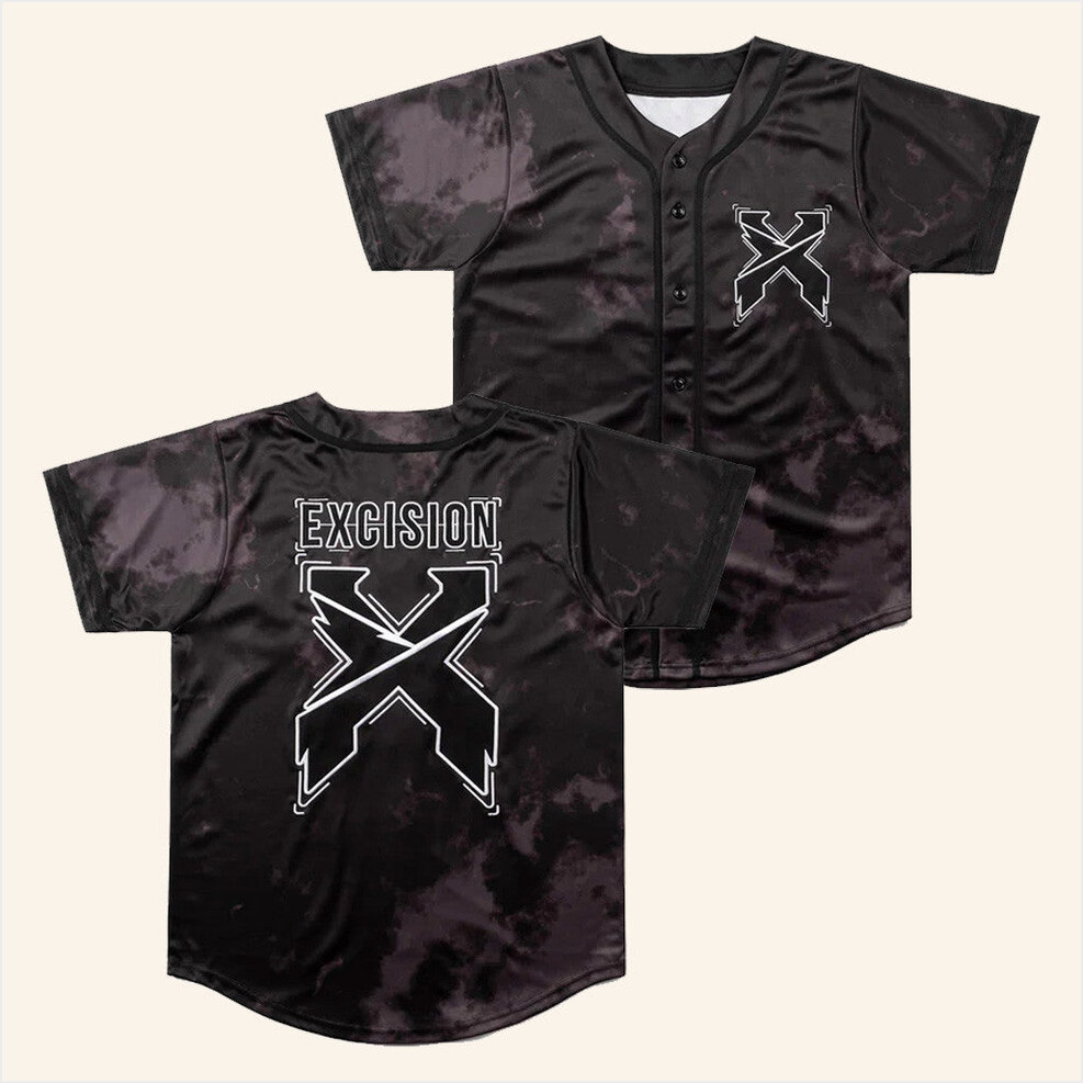 Excision Merch Headbanger Tie Dye Baseball Jersey Black Gifts For Friends Gifts For Sister-1