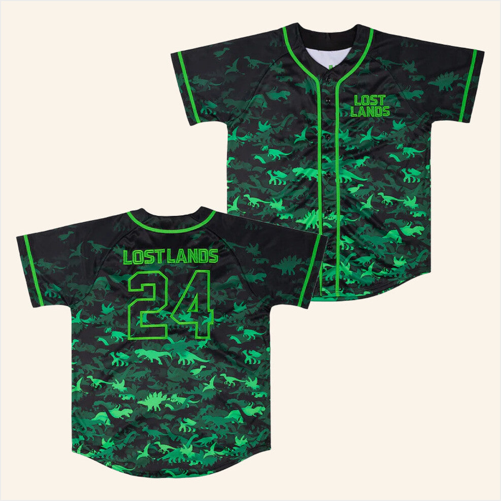 Excision Merch Lost Lands Green Dino Baseball Jersey Gifts For Dudes Gifts For Best Friend-1
