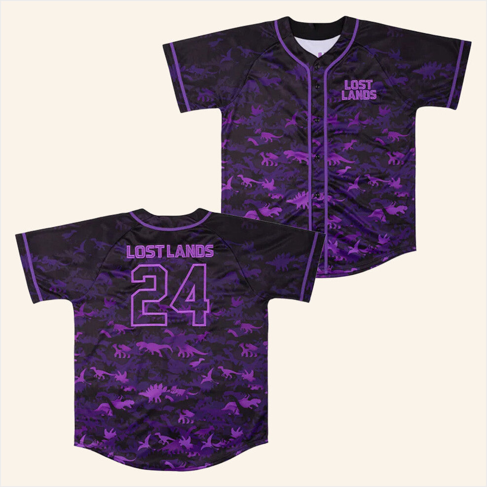 Excision Merch Lost Lands Purple Dino Baseball Jersey Gifts For Dudes Gifts For Friends-1