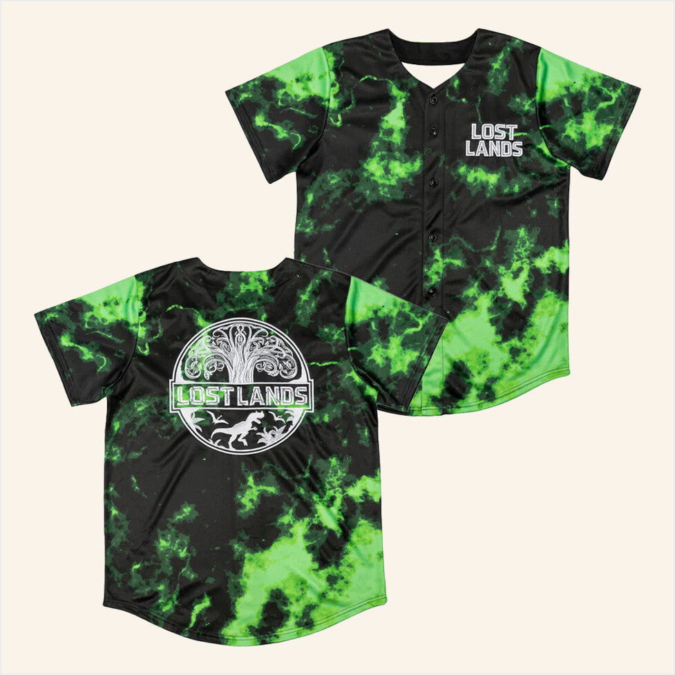 Excision Merch Lost Lands Tie Dye Baseball Jersey Green Gifts For Him Gifts For Besties-1