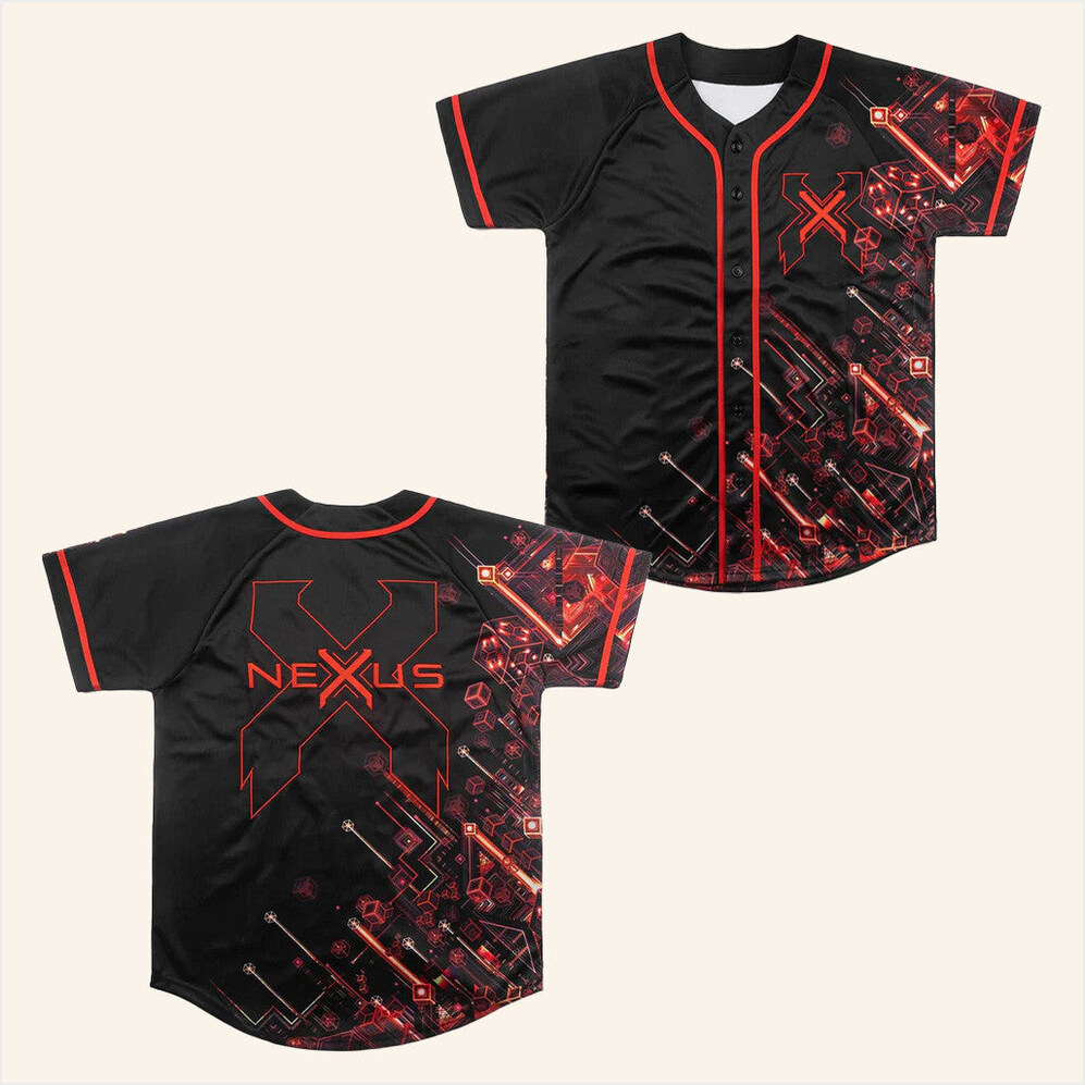 Excision Merch Nexus Tour Baseball Jersey Red Present For Husband Birthday Gifts For BFF-1
