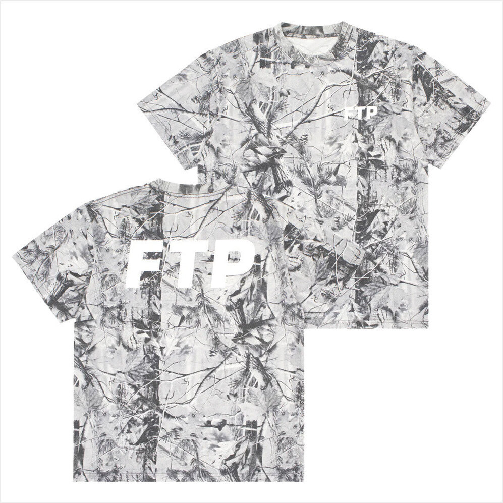 FTP Merch Gray Tree Camo Logo T-Shirt Fthepopulation Merch Gifts For Him Gifts For Besties-1