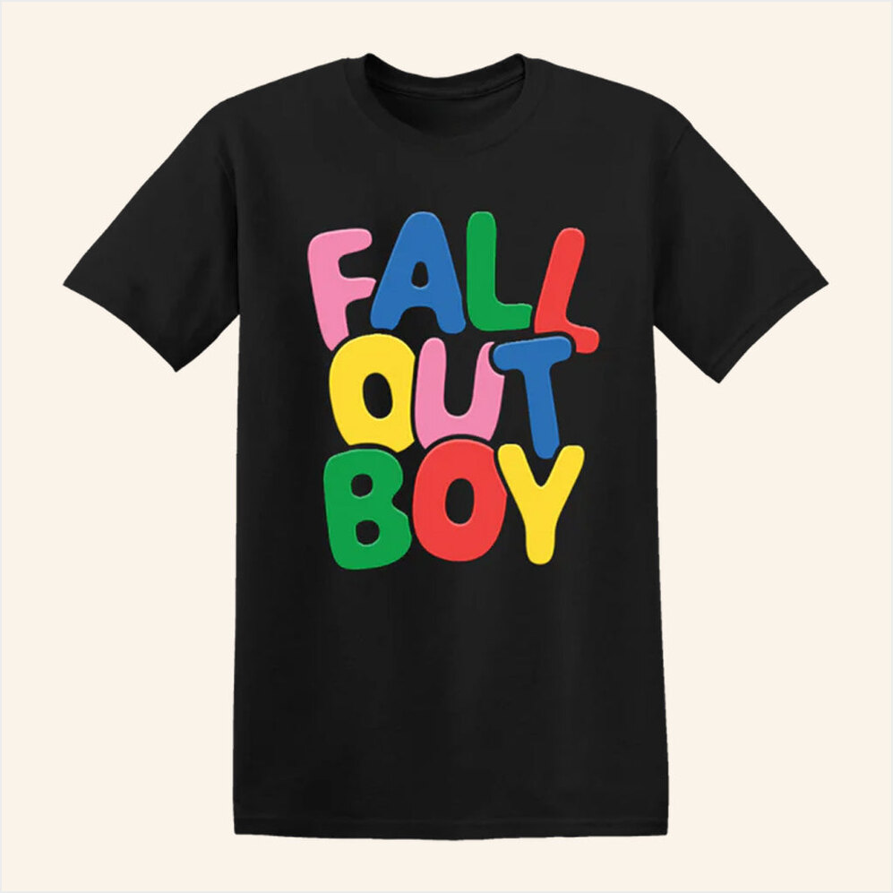 Fall Out Boy Merch Bubble Logo T-Shirt Birthday Present For Husband Birthday Gifts For Fans-1