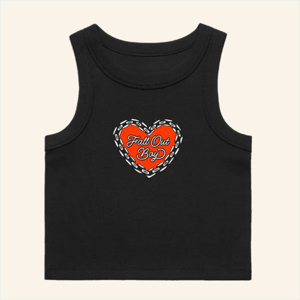 Fall Out Boy Merch Heart Chain Crop Tank Birthday Present For Her Birthday Gifts For BFF-1