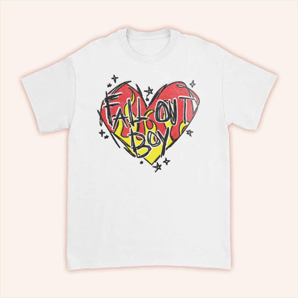 Fall Out Boy Merch Scratch Heart Logo T-Shirt Birthday Present For Wife Birthday Gifts For Fans-1