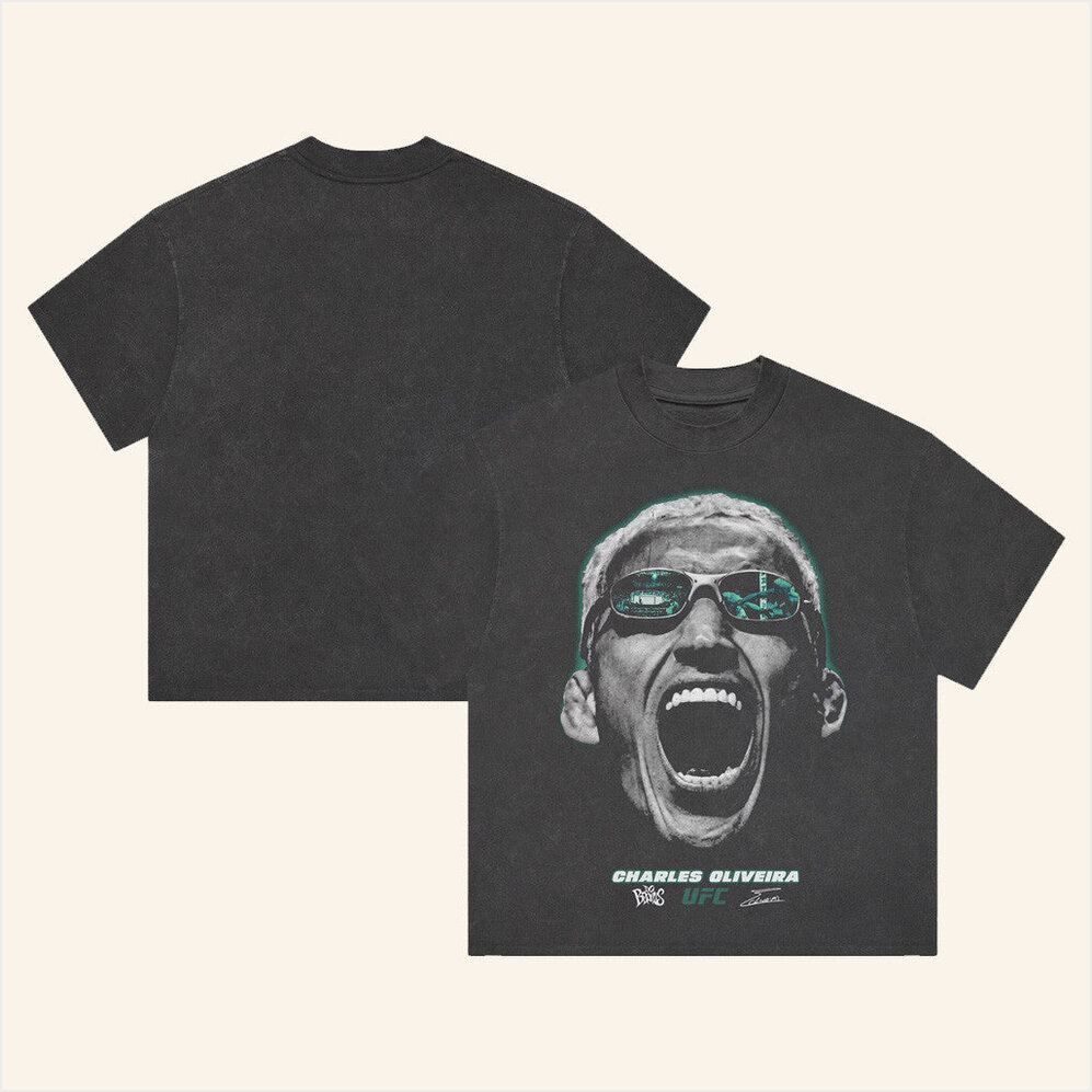 Fanatics Merch Charles Oliveira Fight Vision Black T-Shirt Gifts For Dudes Gifts For Friends-1