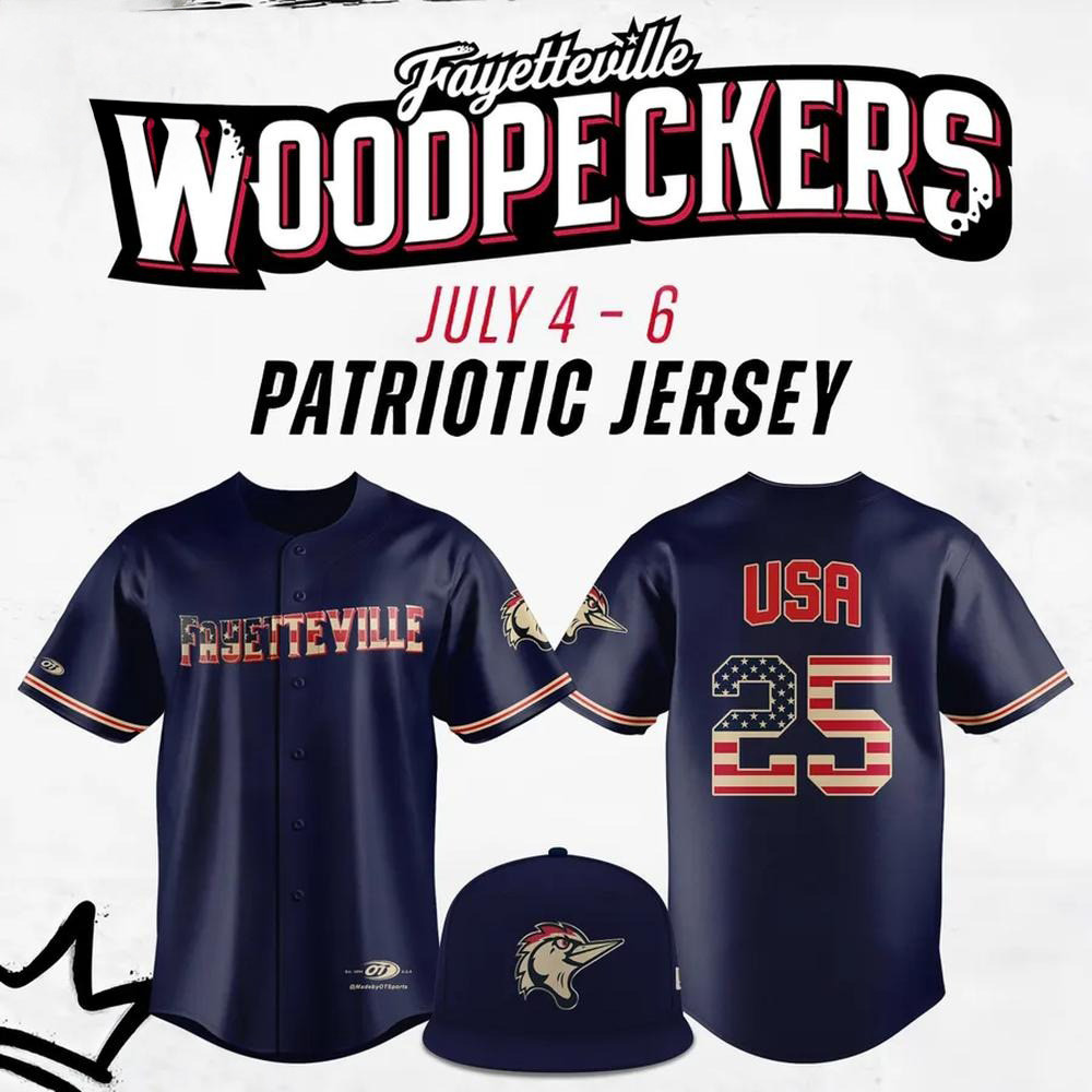 Fayetteville Woodpeckers 2025 Patriotic Night Limited Edition Baseball Jersey Gifts For Fans-1