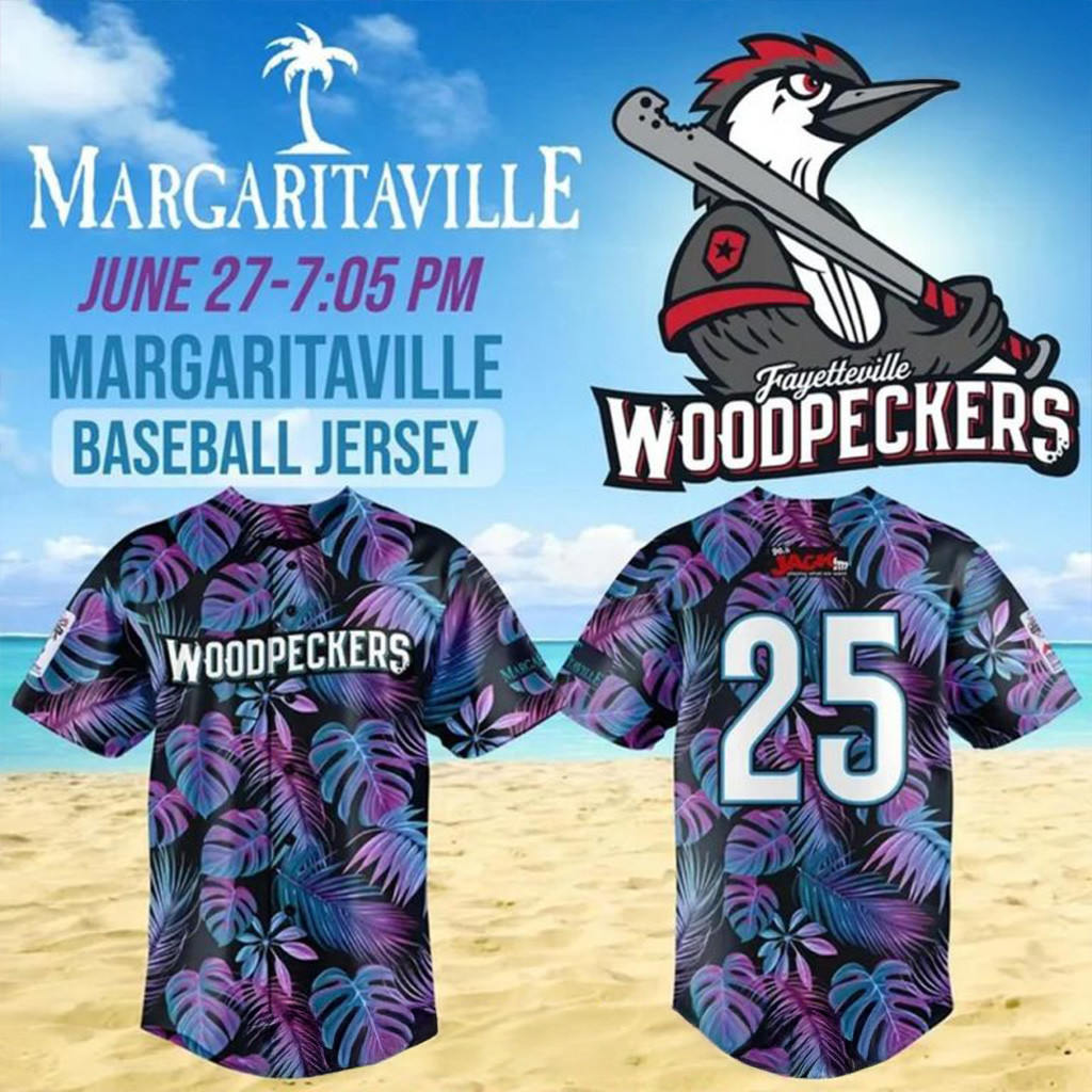 Fayetteville Woodpeckers x 2025 Margaritaville Night Special Baseball Jersey Woodpeckers Merch-1