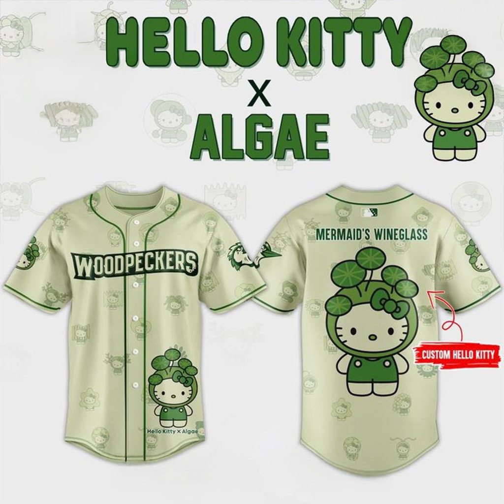 Fayetteville Woodpeckers x Algae Hello Kitty Special Baseball Jersey Gifts For Her-1