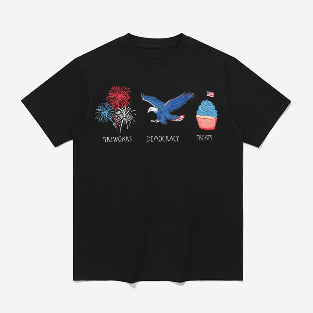 Fireworks Democracy Treats Independence Day Shirt FDT Merch Fathers Day Gift From Daughter-1