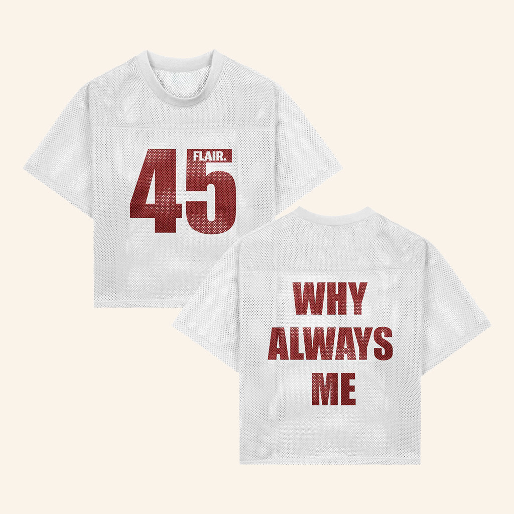 Flair London Merch Why Always Me Bib Jersey White Gifts For Her-1