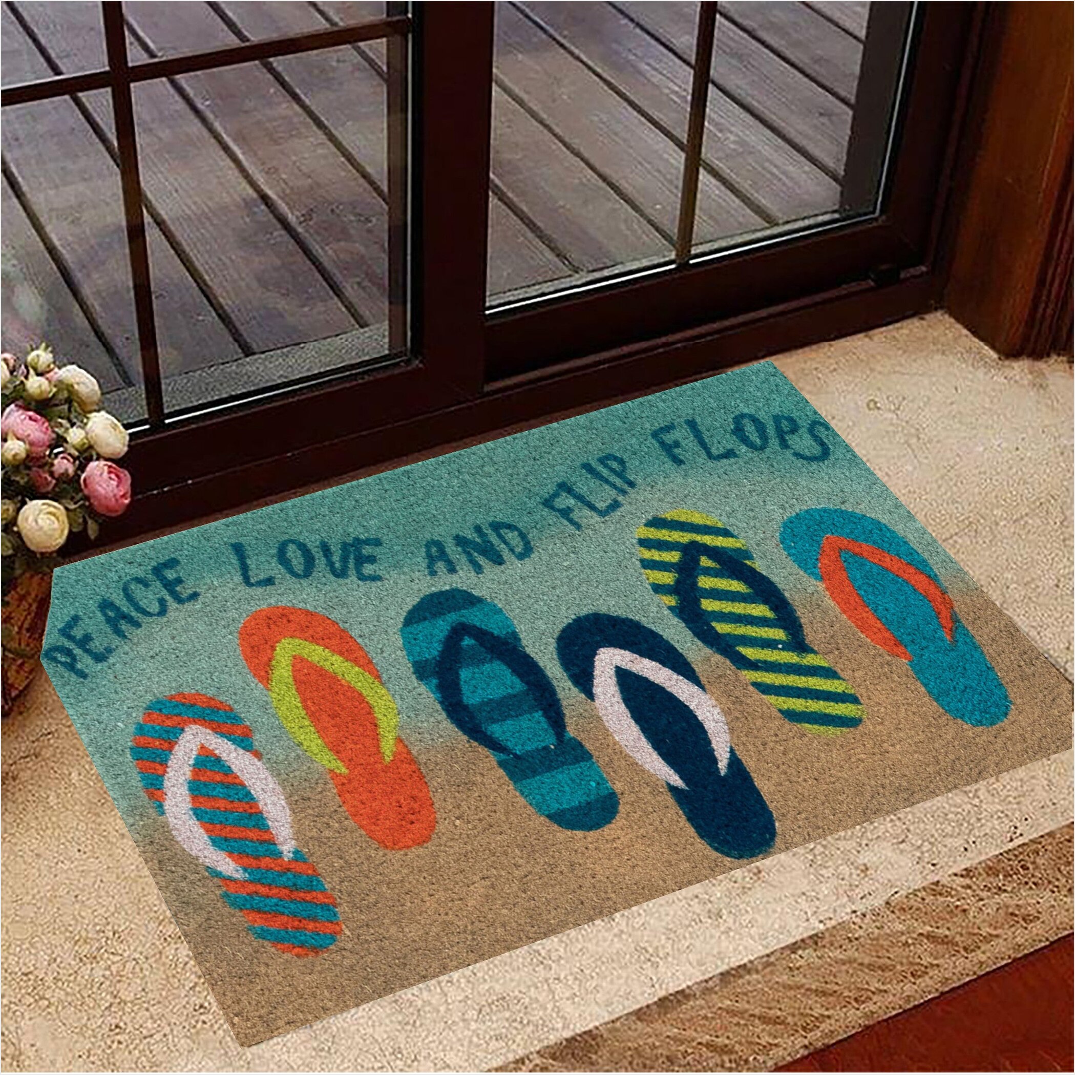 Flip Flop Doormat Peace Love And Flip Flops Doormat Ideas For Summer House Decor Gifts For BFF-1