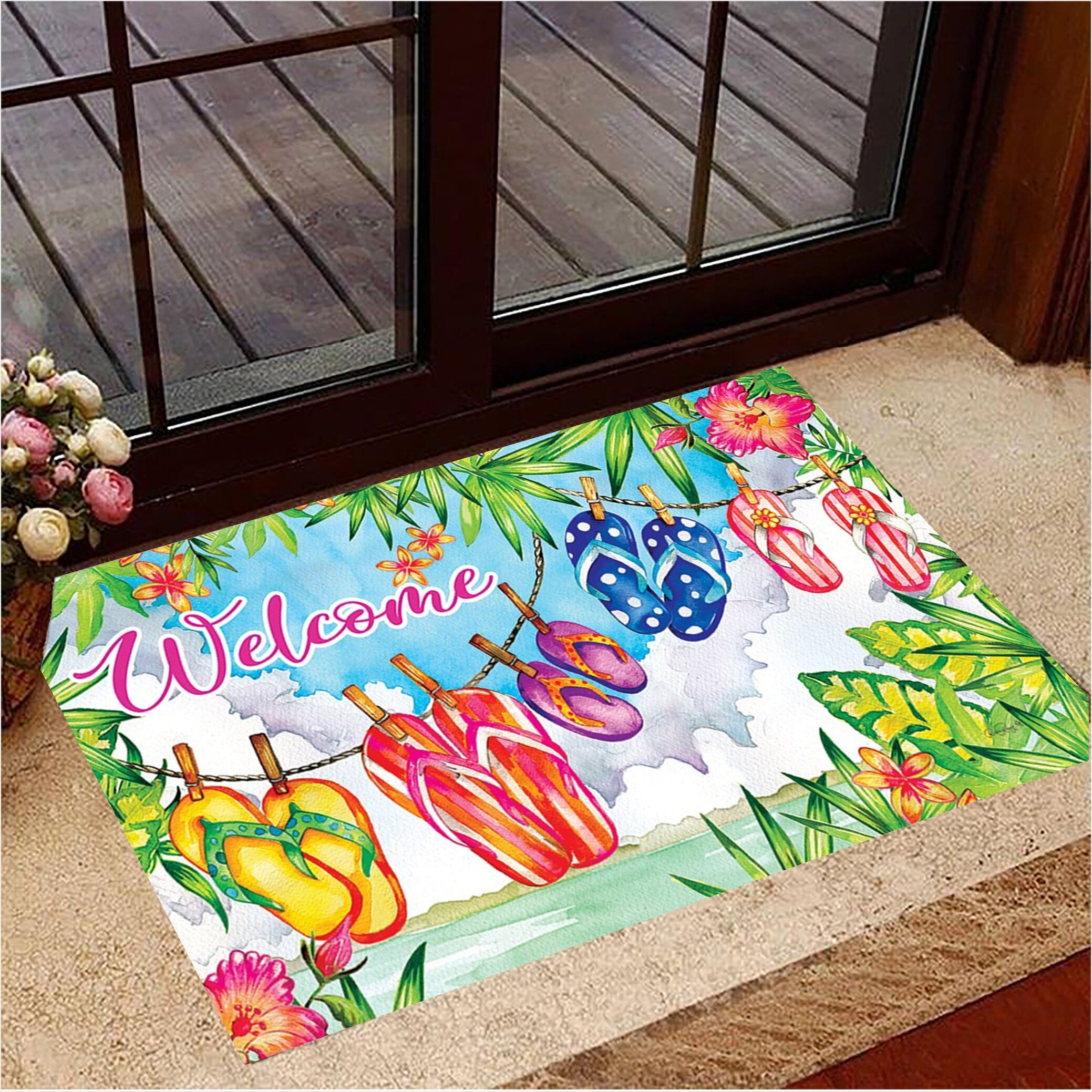 Flip Flop Doormat Summer Flip Flop Welcome Mat For Front Door House Decorative Gifts For Fans-1