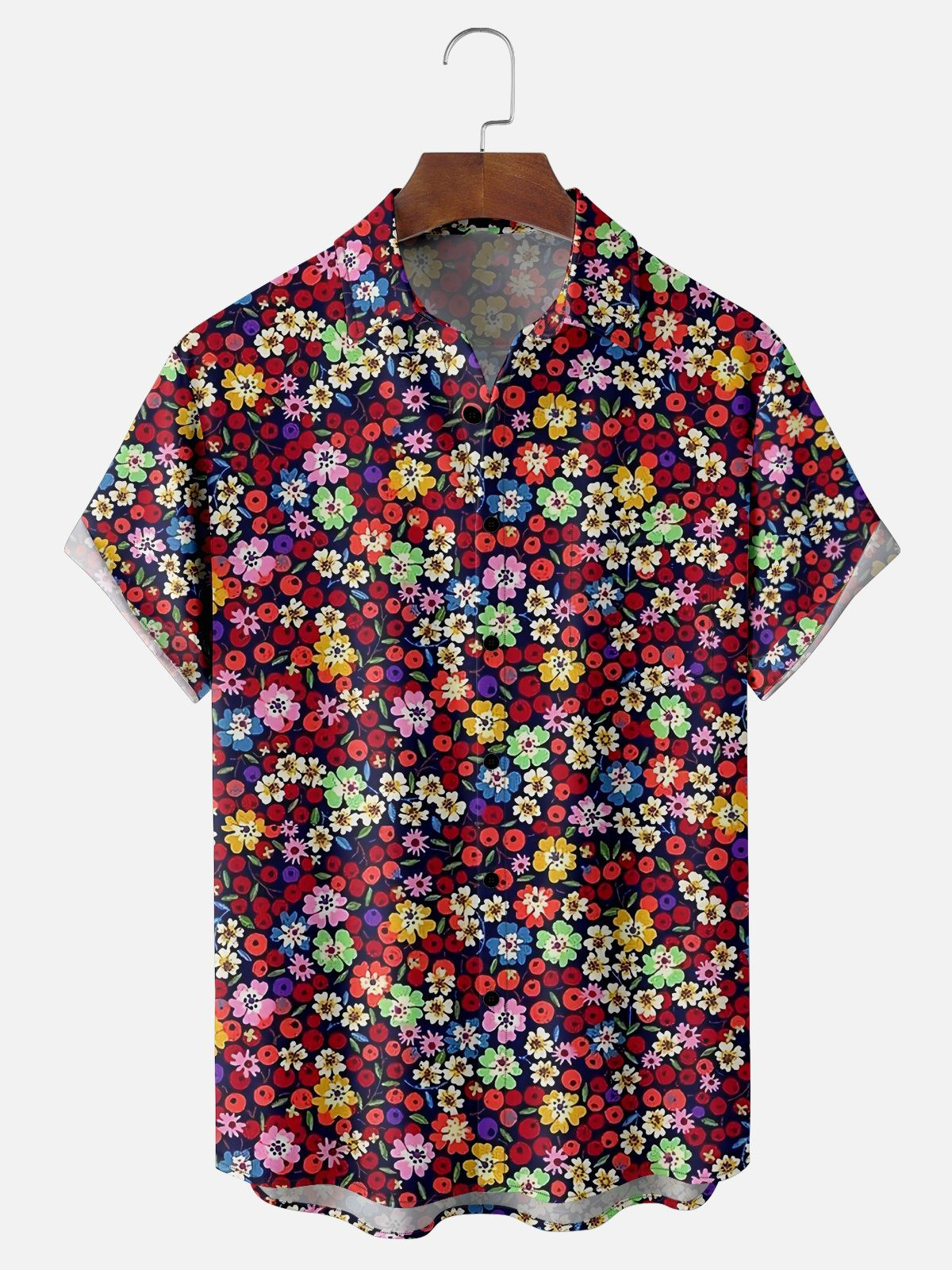 Floral Chest Pocket Hawaiian Shirt-1