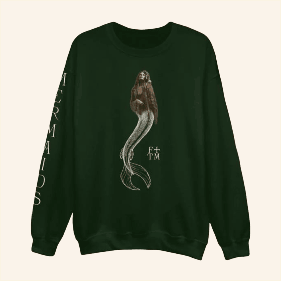 Florence And The Machine Merch Mermaids Neck In Green Sweatshirt Friends Gifts Gifts For Fans-1