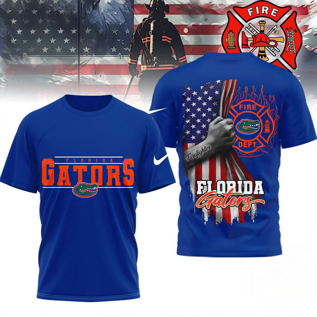 Florida Gators 2025 NCAA Firefighter American Flag Shirt Florida Gators Merch Gift For Him-1