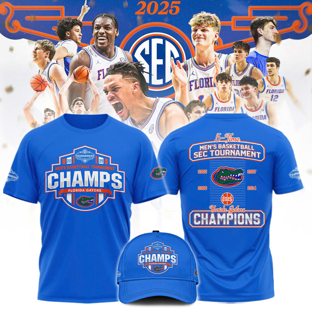 Florida Gators 2025 SEC Men's Basketball Conference Tournament Champions Shirt Gifts For Papa-1