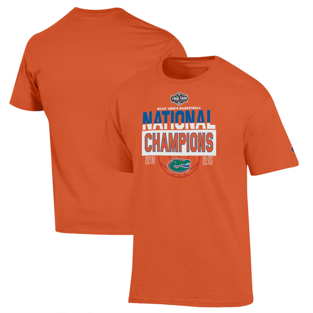 Florida Gators Champion 2025 NCAA Men's Basketball National Champions Orange T-Shirt-1