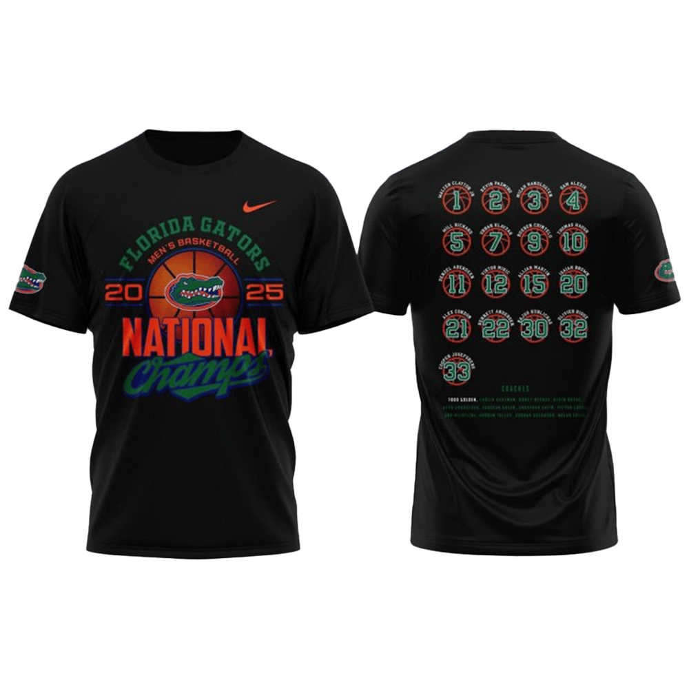 Florida Gators Men's Basketball National Champions 2025 Black T-Shirt Florida Gators Merch-1