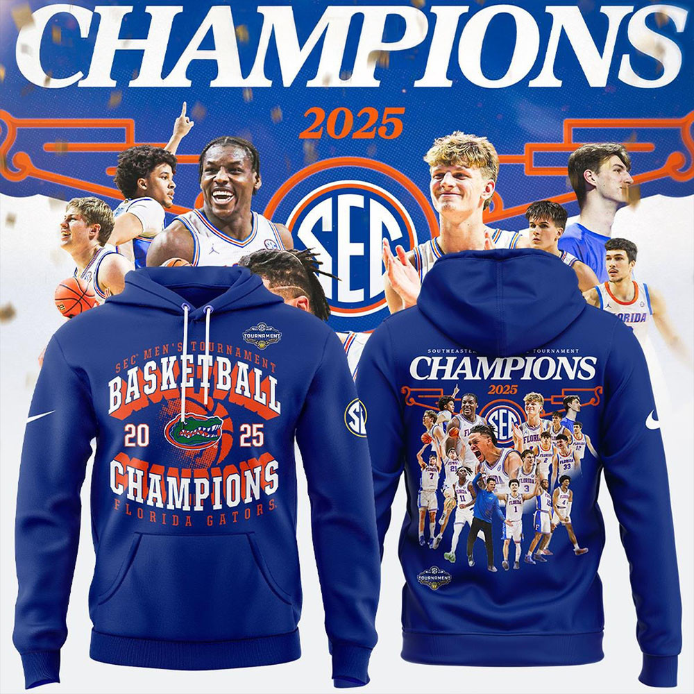 Florida Gators Men's Basketball SEC Tournament Champions 2025 Hoodie Father's Day Gifts-1