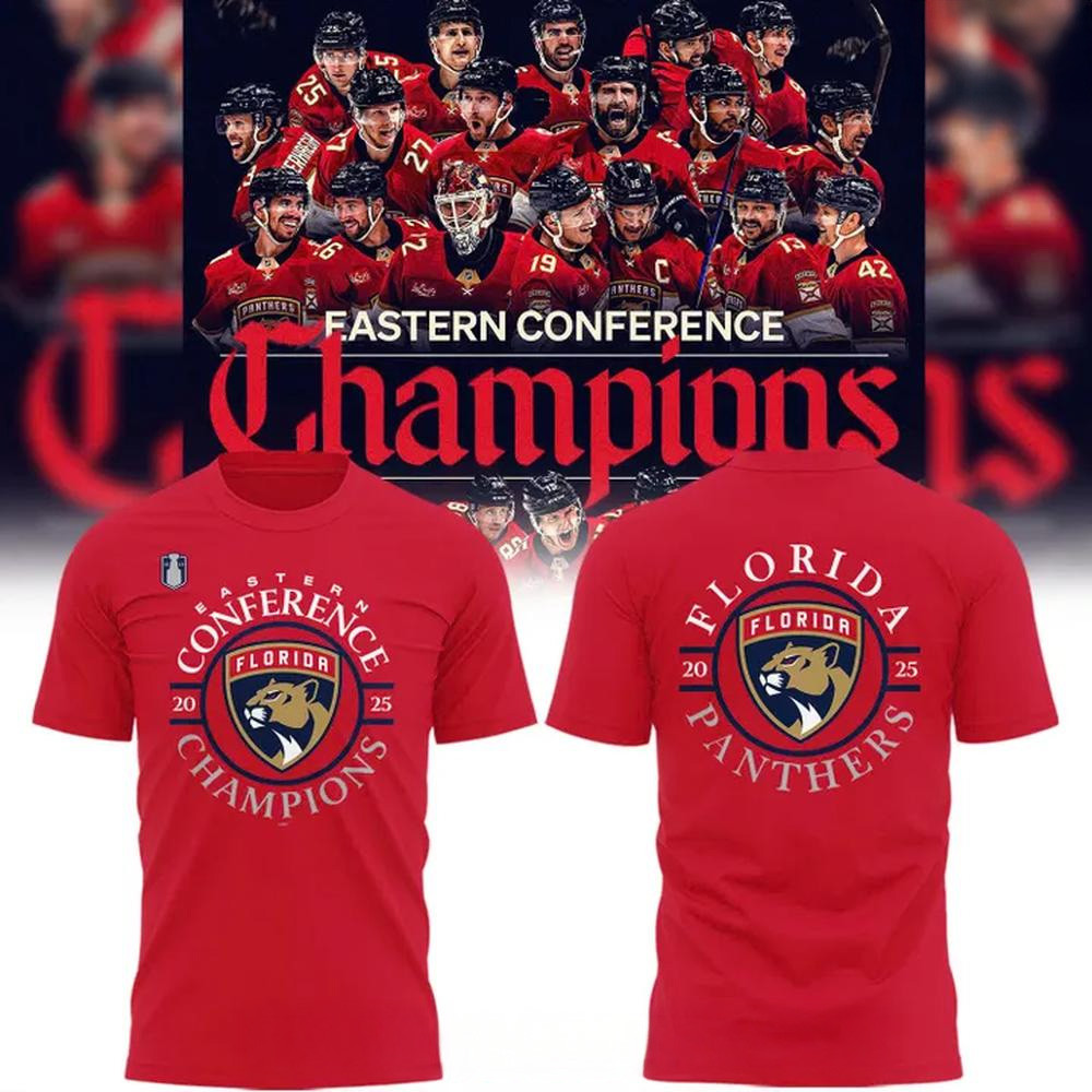 Florida Panthers 2025 Eastern Conference Champions Special Red T-Shirt Florida Panthers Merch-1