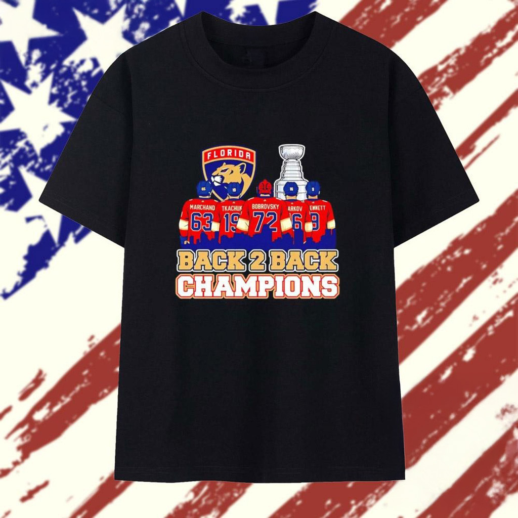 Florida Panthers Back 2 Back Champions T-Shirt Florida Panthers Merch Gifts For Hockey Fan-1