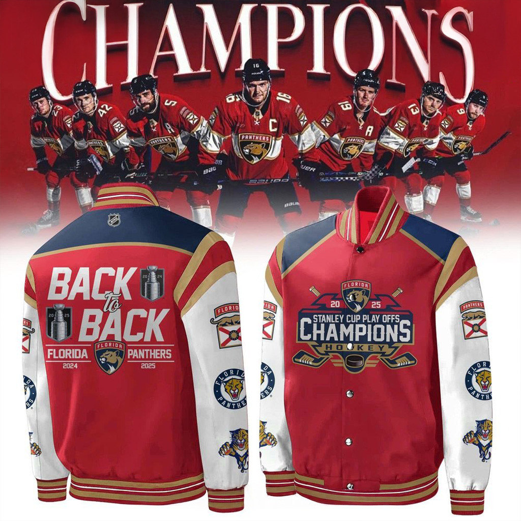Florida Panthers Back To Back Champions Stanley Cup 2025 Baseball Jacket Florida Panthers Merch-1