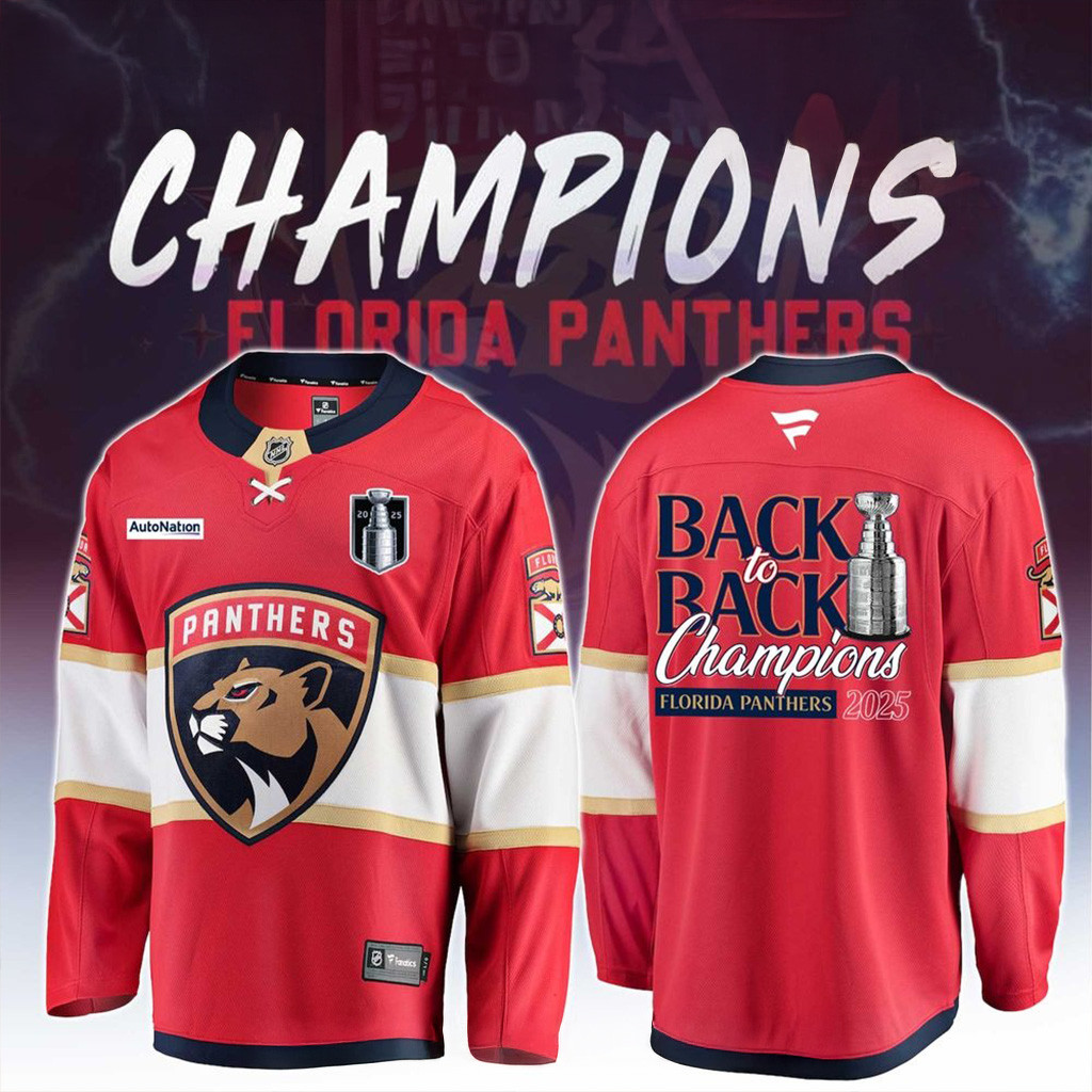 Florida Panthers NHL Stanley Cup 2025 Back To Back Champions Hockey Jersey Gift For Fans-1