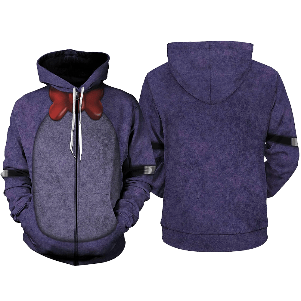 Fnaf Bonnie Five Nights At Freddy Costume Zip Hoodie Simple Father's Day Gift Ideas-1