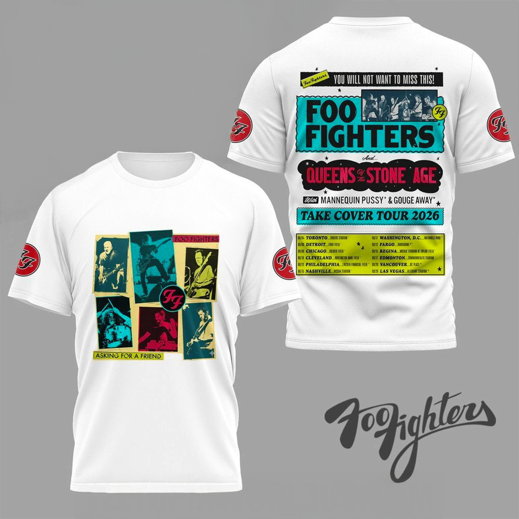 Foo Fighters Take Cover Tour 2026 T-Shirt Fan Merch Cool Christmas Gifts For Guys-1